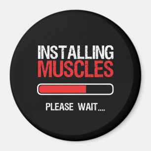 Gym Workout Fitness Body Builder Installing Muscle Magnet