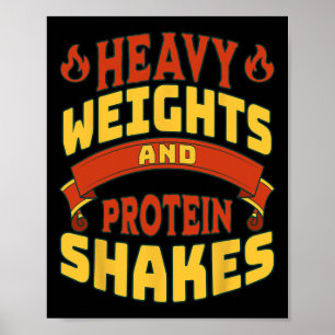 Gym Workout Lifting Heavy Weights Protein Shakes B Poster