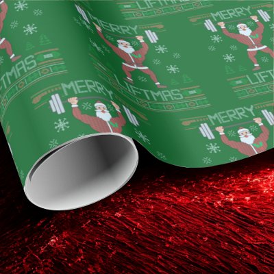 Gym Workout | Merry Liftmas Ugly Christmas Wrapping Paper