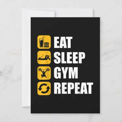 Gym Workout Motivational Quote Eat Sleep Gym Repea Invitation