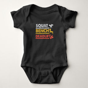 Gym Workout Powerlifting Squat Bench Deadlift Baby Bodysuit