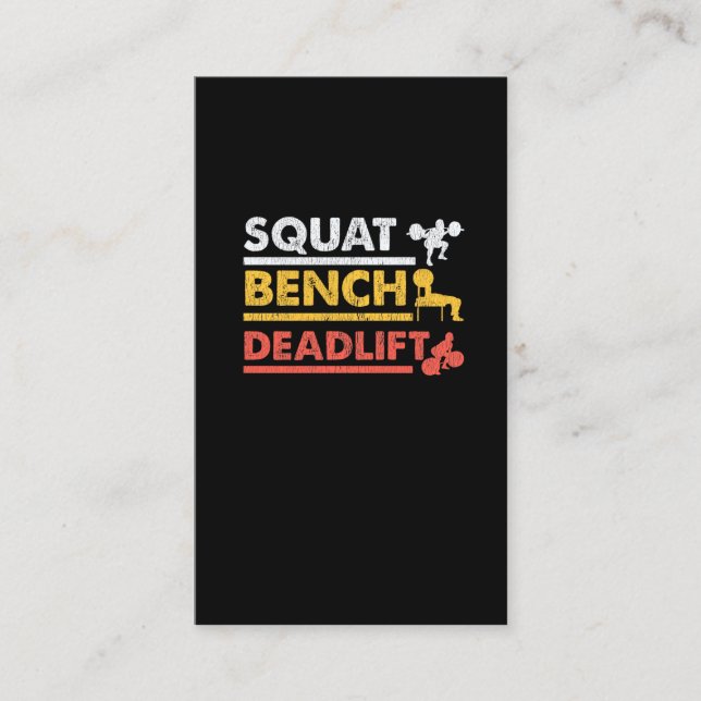 Gym Workout Powerlifting Squat Bench Deadlift Business Card (Front)