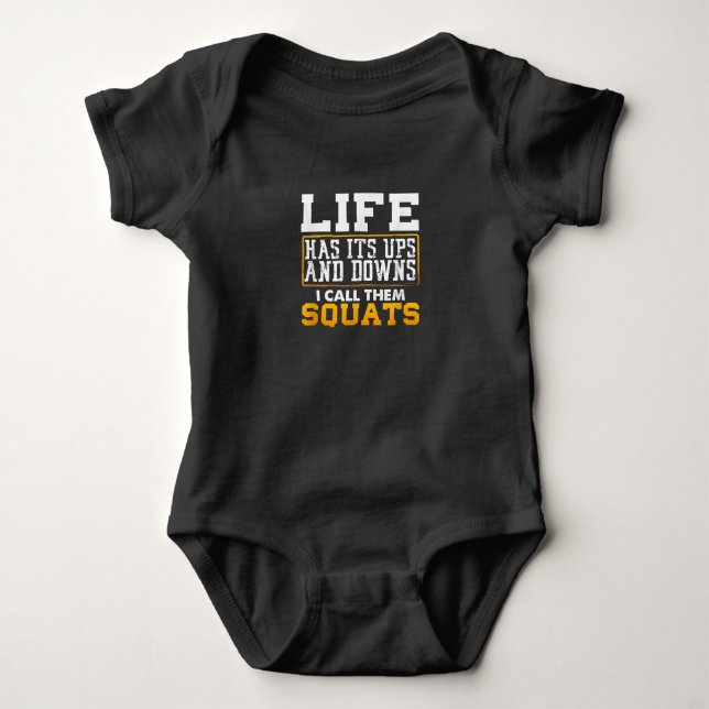 Gym Workout Weights Squat Men Women Baby Bodysuit (Front)