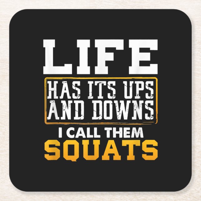 Gym Workout Weights Squat Men Women Square Paper Coaster (Front)