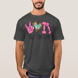 Gymer Fitness Dumbbell Workout Lover Leopard Peace T-Shirt