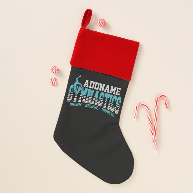 Gymnast ADD NAME Gymnastics Team Backbend Kickover Christmas Stocking (Front)