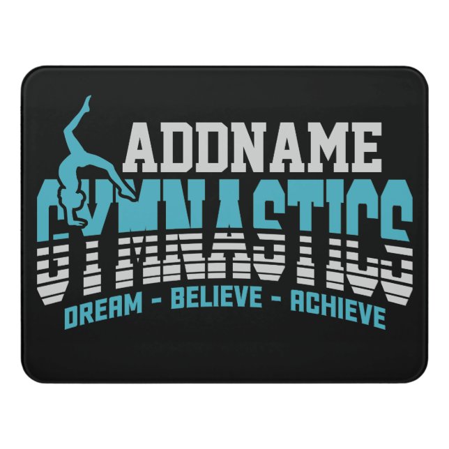 Gymnast ADD NAME Gymnastics Team Backbend Kickover Door Sign (Contemporary Front)