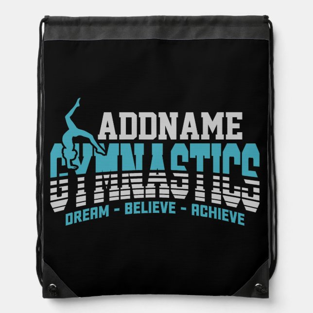 Gymnast ADD NAME Gymnastics Team Backbend Kickover Drawstring Bag (Front)