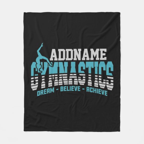 Gymnast ADD NAME Gymnastics Team Backbend Kickover Fleece Blanket