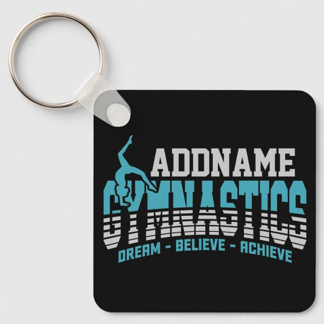Gymnast ADD NAME Gymnastics Team Backbend Kickover Keychain (Front)