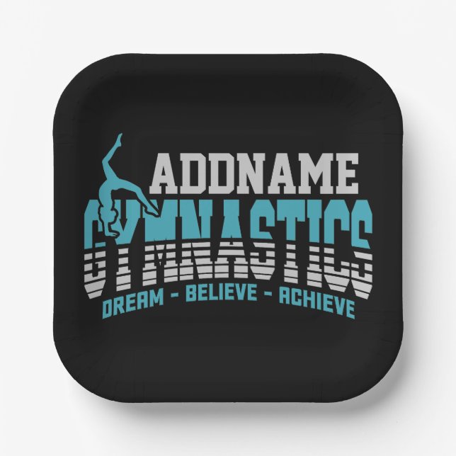 Gymnast ADD NAME Gymnastics Team Backbend Kickover Paper Plates (Front)