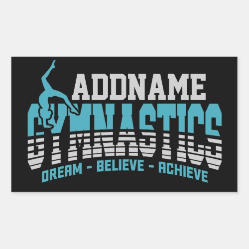 Gymnast ADD NAME Gymnastics Team Backbend Kickover Rectangular Sticker