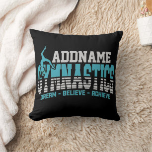 Gymnast ADD NAME Gymnastics Team Backbend Kickover Throw Pillow