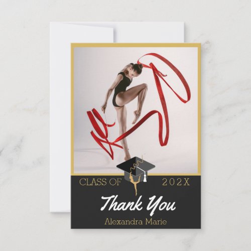 Gymnast Athlete Modern Photo graduation class of Thank You Card