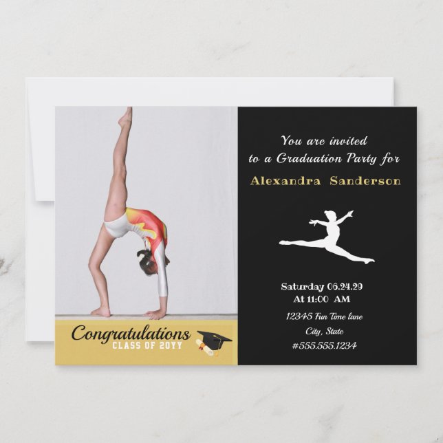 Gymnast Athlete Photo graduation class of 2022 Invitation (Front)