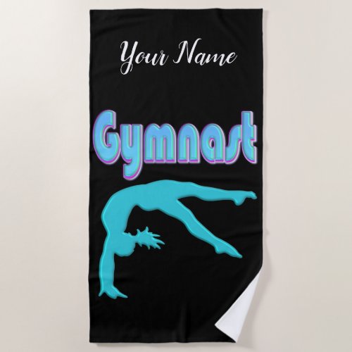 Gymnast Back Handspring Step Out Teal Beach Towel