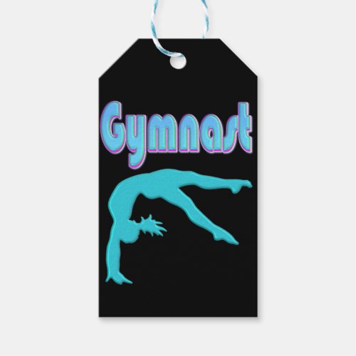 Gymnast Back Handspring Step Out Teal Gift Tags