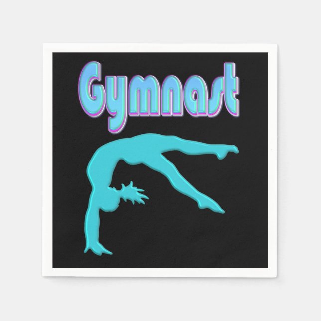 Gymnast Back Handspring Step Out Teal Napkins (Front)