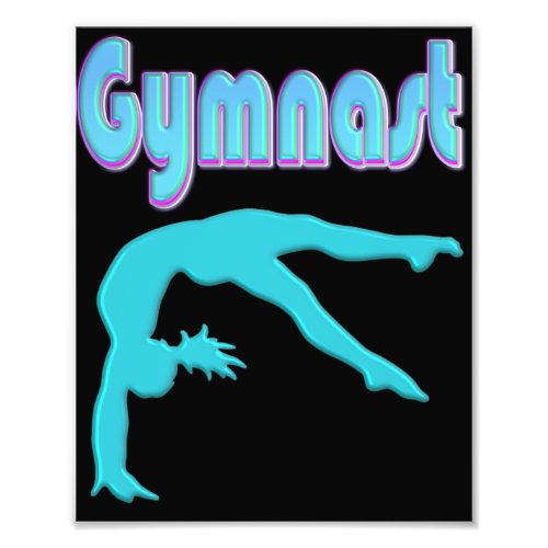 Gymnast Back Handspring Step Out Teal Photo Print