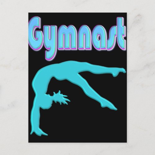 Gymnast Back Handspring Step Out Teal Postcard
