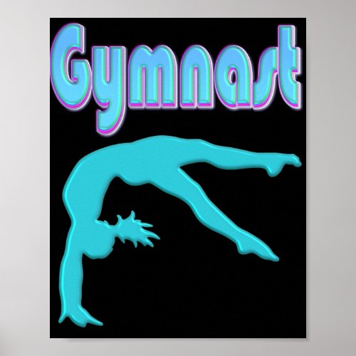 Gymnast Back Handspring Step Out Teal Poster