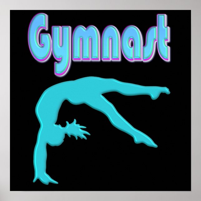 Gymnast Back Handspring Step Out Teal Poster (Front)