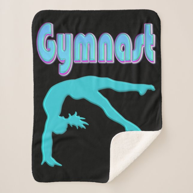 Gymnast Back Handspring Step Out Teal Sherpa Blanket (Front)