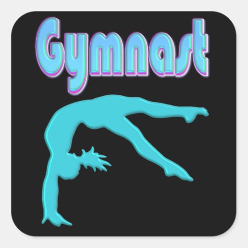 Gymnast Back Handspring Step Out Teal Square Sticker