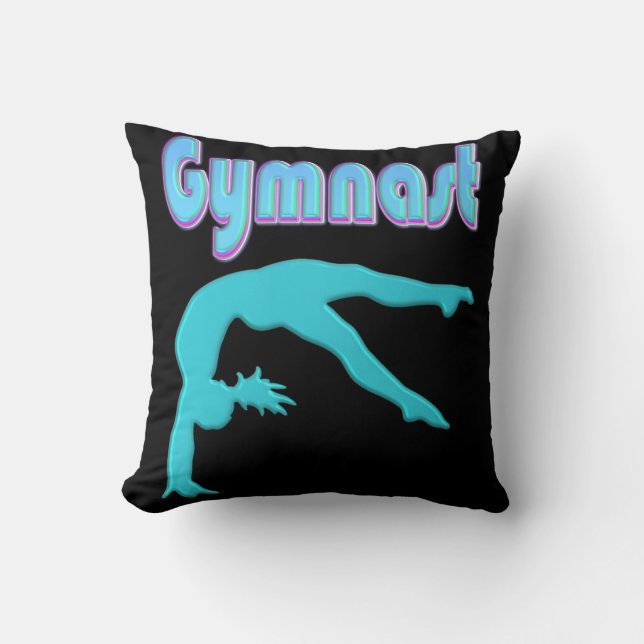Gymnast Back Handspring Step Out Teal Throw Pillow (Front)