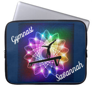 Gymnast Balance Beam Laptop Sleeve Custom Name