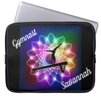 Gymnast Balance Beam Laptop Sleeve Custom Name
