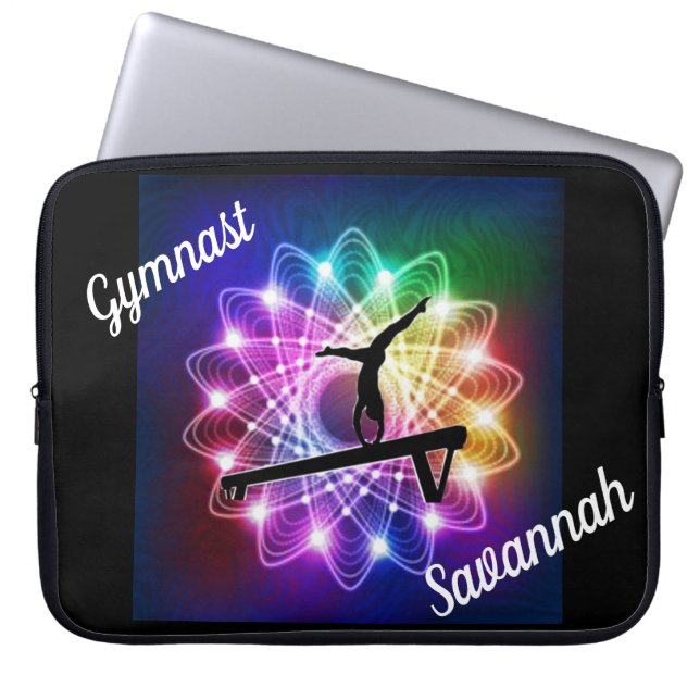 Gymnast Balance Beam Laptop Sleeve Custom Name (Front)