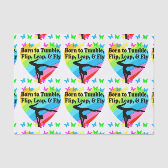 GYMNAST BORN TO TUMBLE AND FLY DESIGN TISSUE PAPER (Front)