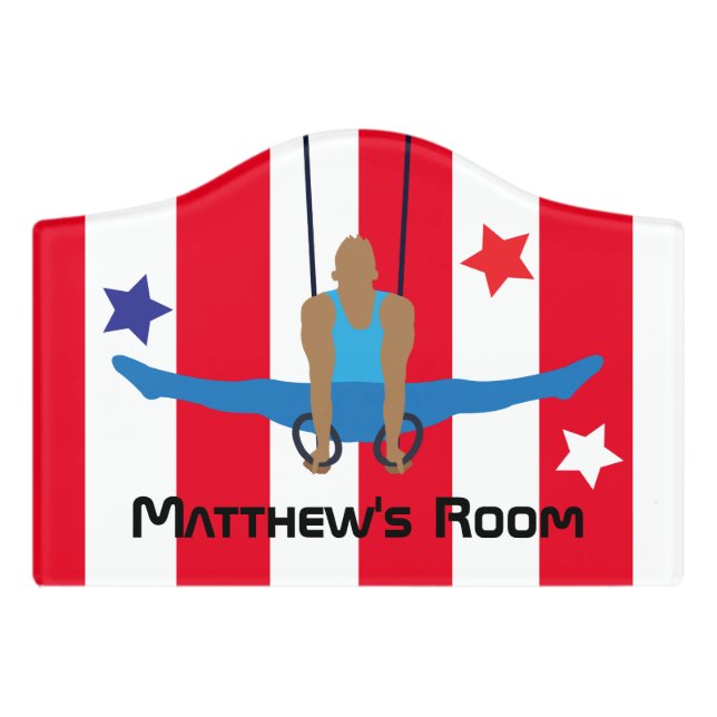 Gymnast Boys Room Door Sign (Small Crest Front)