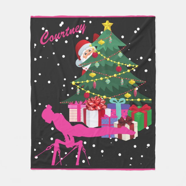 Gymnast Christmas: Santa Bring Me Gymnastics Bars  Fleece Blanket (Front)