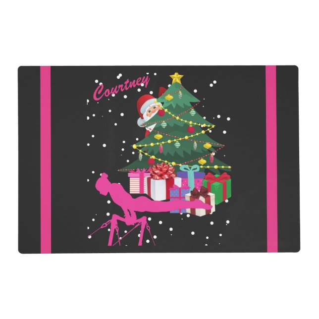 Gymnast Christmas: Santa Bring Me Gymnastics Bars  Placemat (Front)