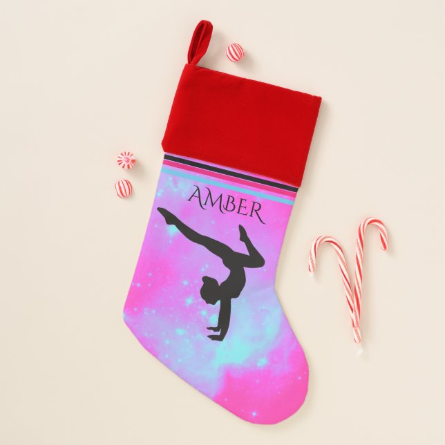 GYMNAST Christmas stocking / personalized. (Front)