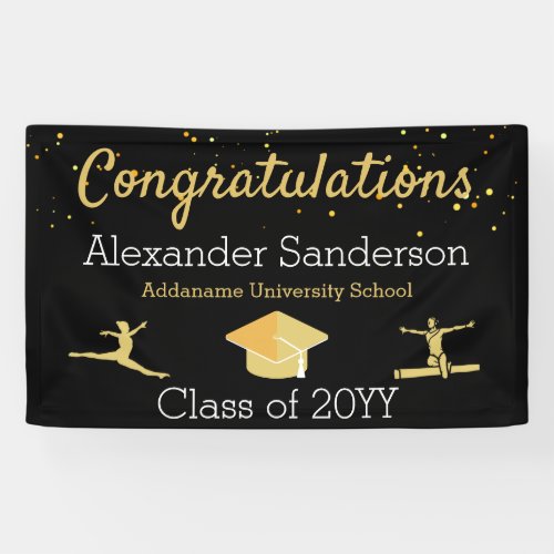 Gymnast  Congratulation Black Graduation Banner