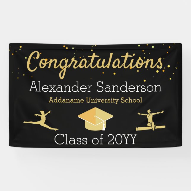 Gymnast  Congratulation Black Graduation Banner (Horizontal)