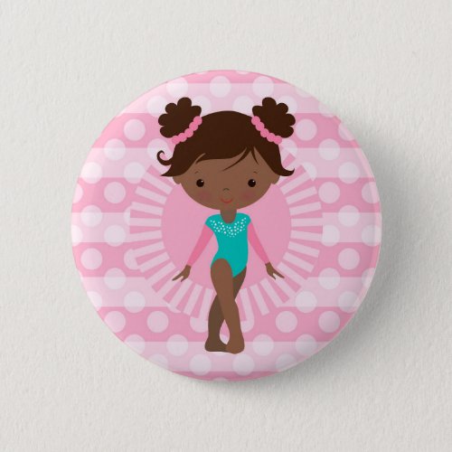 Gymnast _ Cute Gymnastics African American Button