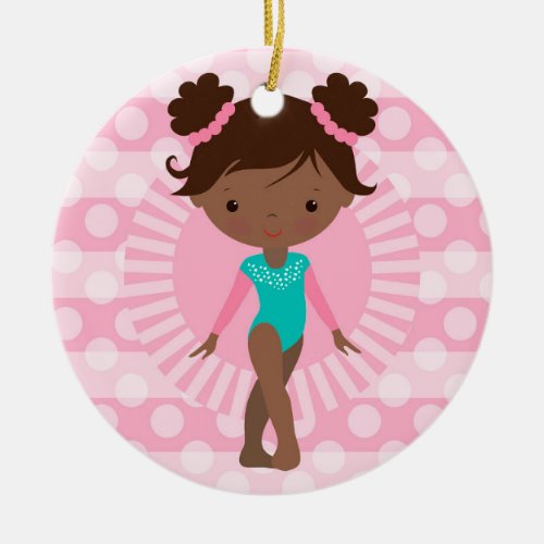 Gymnast _ Cute Gymnastics African American Ceramic Ornament