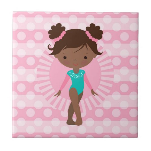 Gymnast _ Cute Gymnastics African American Ceramic Tile