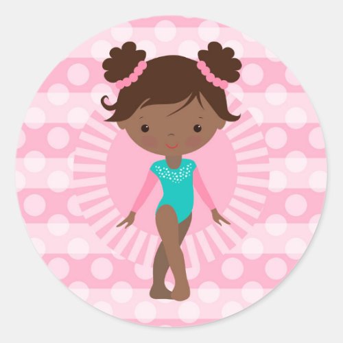 Gymnast _ Cute Gymnastics African American Classic Round Sticker