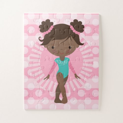 Gymnast _ Cute Gymnastics African American Jigsaw Puzzle