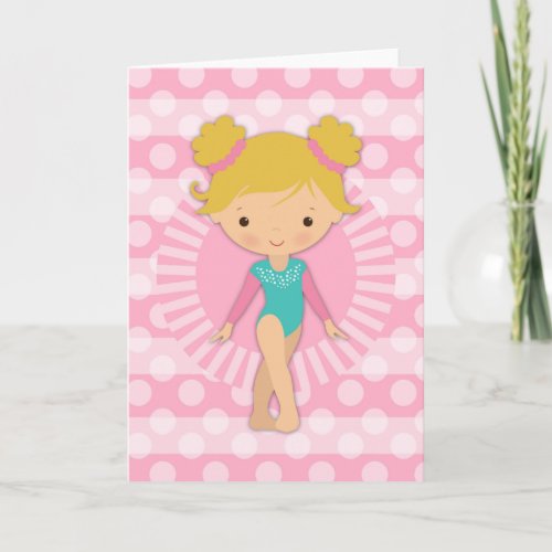 Gymnast _ Cute Gymnastics Pink Aqua Blond Card