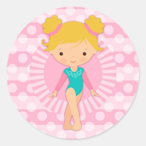 Gymnast _ Cute Gymnastics Pink Aqua Blond Classic Round Sticker