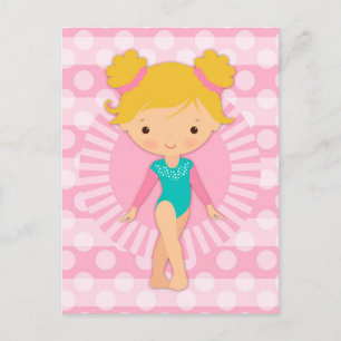 Gymnast - Cute Gymnastics Pink Aqua Blond Postcard