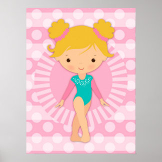 Gymnast - Cute Gymnastics Pink Aqua Blonde Poster