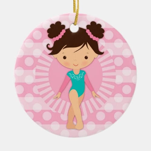 Gymnast _ Cute Gymnastics Pink Turquoise Ceramic Ornament