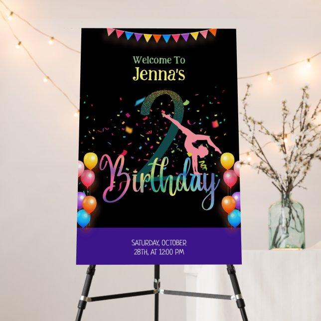 Gymnast cute kids birthday party foam board (In Situ (Stand))